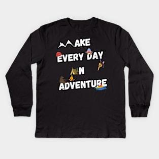 Funny Outdoorsmen Adventure day white Kids Long Sleeve T-Shirt